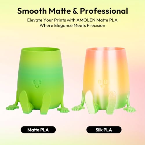 Image of AMOLEN Matte PLA Filament 1.75mm,Bicolor Rainbow Bundle PLA, Smooth Finish Color Change 3D Printing Filament, 600m /s High-Speed Printing, 200g X 4 Pack