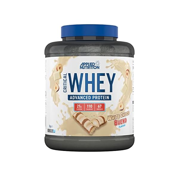 Applied Nutrition Critical Whey Protein Powder 2kg – High Protein Powder, Protein Milkshake, Muscle Building Supplement with BCAAs & Glutamine (2kg – 67 Servings) (White Choco Bueno)