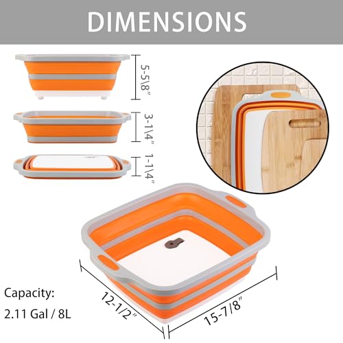 Collapsible-Cutting-Board-with-Container-Foldable-Camping-Sink-with-Colander-BBQ-Prep-Tub-with-Lid-Multifunction-Dish-Basin-for-Kitchen-Bowl-Vegetable-and-Fruit-211-Gal8L-Storage-Basket
