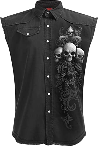 Spiral - Skull Scroll - Sleeveless Stone Washed Worker Black
