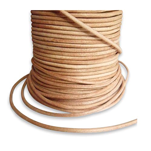 AURORIS - 10m Rolle Lederband rund - Ø 5mm - natur (ungefärbt)