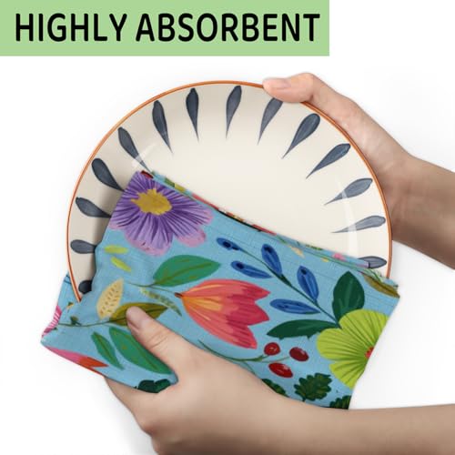 Torchons cuisine microfibre absorbants séchage rapide motif floral - 6