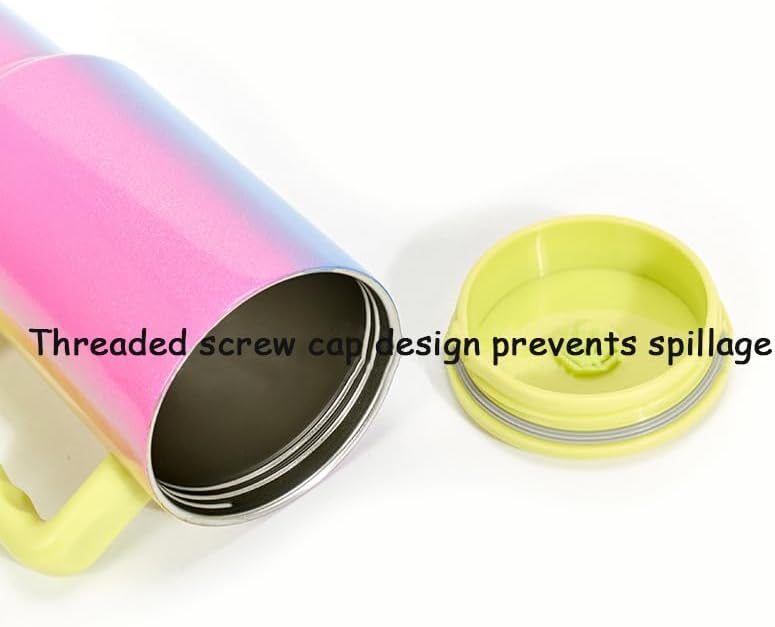 Miniatura 6 de Taza de viaje de acero inoxidable de 40 onzas con asa y pajilla, boca ancha, sin BPA, reutilizable, taza de café aislada para el hogar, la oficina o