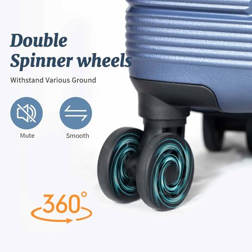 Luggage Sets 2 Piece, Suitcases With Wheels, Lightweight Travel Luggage Set With TSA Lock, PP Carry On Suitcase Set, Blue3