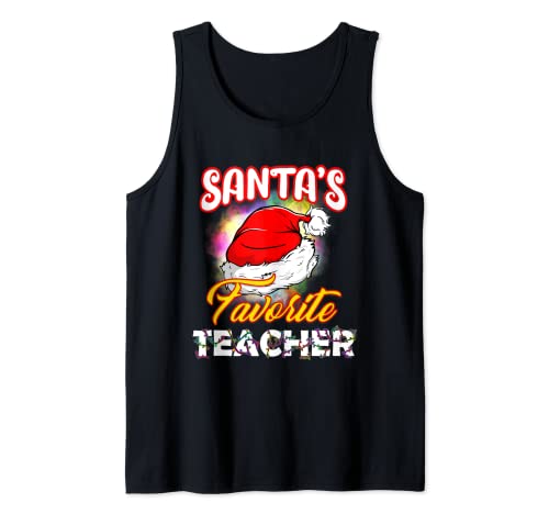 Santas Favorite Profesor Navidad Regalo Escuela Camiseta sin Mangas