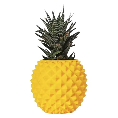 TIME&TRAVE 3D Printed Cute Pineapple-Inspired Indoor Plant Pots - 4.96 Inch Fower Pot Small Succulent Green Plants Pot, Cute Plant Gifts for Plant Lovers