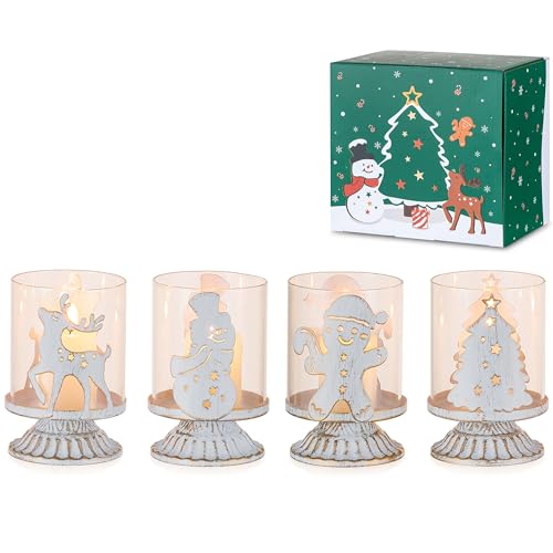 Sziqiqi Teelichthalter Weihnachten Geschenk für Tischdeko: Vintage...