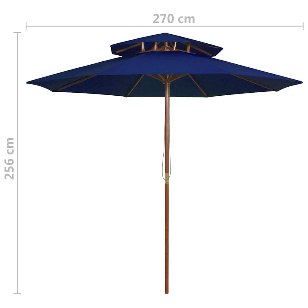 Ombrellone in legno blu, 270 cm, per patio