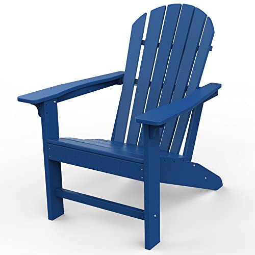 Otsun Adirondack Chair, Large Lawn Chairs With 350 Lbs Weight Capacity, Hdpe Outdoor Chairs Weather Resistant For Patio, Porch, Garden, Swimming Pool, Deck, Blue #TOP17