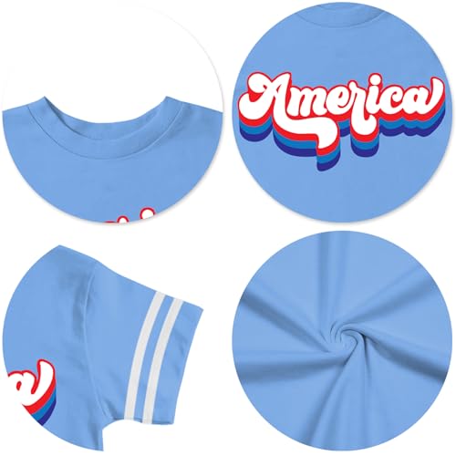 Image of Ithalt Toddler Boys Girls American Flag Shirts 4th of July Tshirt Kids USA Patriotic Tee Independence Day Outfit(3-7y)