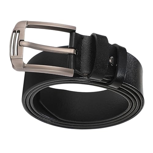 CLISPEED 1Pc Fully Adjustable Black Leather Belt for Men with Square Pin Buckle for Daily Wear and Business Occasions