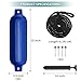 Sailortenx Boat Fenders 4 Pack 5.5 Inch Inflatable Ribbed Marine Boat Fender with Fender Lines 6.5 ft Needles and Pump for Twin Eyes Boat Fender Bumpers for Docking Fenders Use to Yacht Etc（Blue