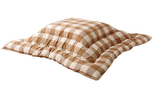 こたつ布団 長方形 日本製 大判 厚掛け インド綿 オーブ ベージュ 約205×285cm こたつ掛け布団 ストライプ ボーダー #5191959