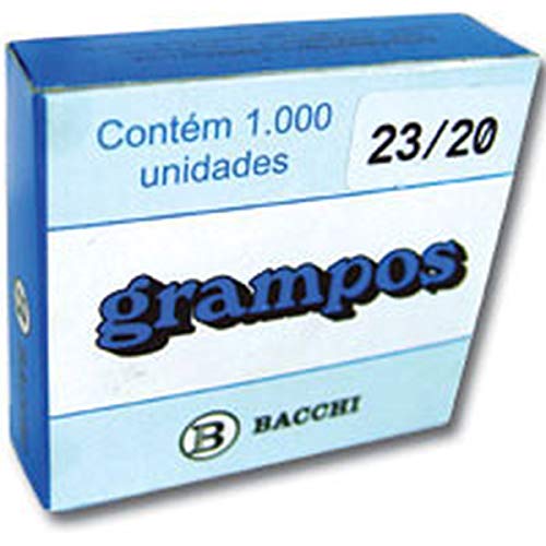 Grampo para Grampeador, 23/20, Aço, Caixa com 1000 Grampos Bacchi