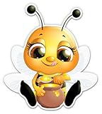 Cute Little Bee with Honey - 3' Vinyl Sticker - for Car Laptop Water Bottle Phone - Waterproof Decal