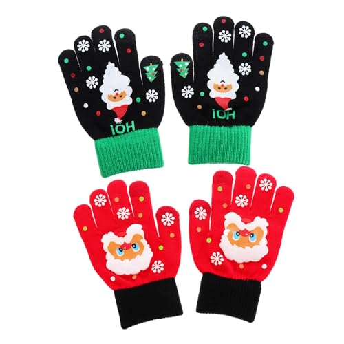 Moufles pour garçon fille d'hiver gants sans doigts tactiles tricot chaud lot de 2 paires