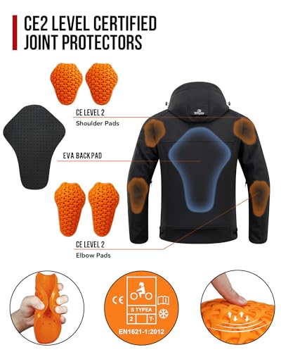 IRON JIA'S Motorradjacke Herren alle Jahreszeiten CE-geeignet,Motorrad jacke Winter mit CE-Schulterpolster und Ellbogenpolster, herausnehmbares Futter zum Schutz vor Kälte und Wind XL
