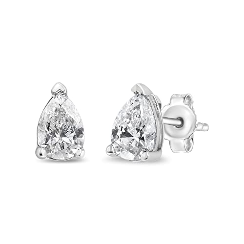 14K White Gold 1/4 Cttw Pear Shape Solitaire Lab Grown Diamond Stud Earrings (F-G Color, VS2-SI1 Clarity)