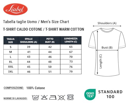 Liabel T-Shirt 2828-23 Girocollo Uomo Caldo Cotone. Conf. 3Pz. Bianco M - 3