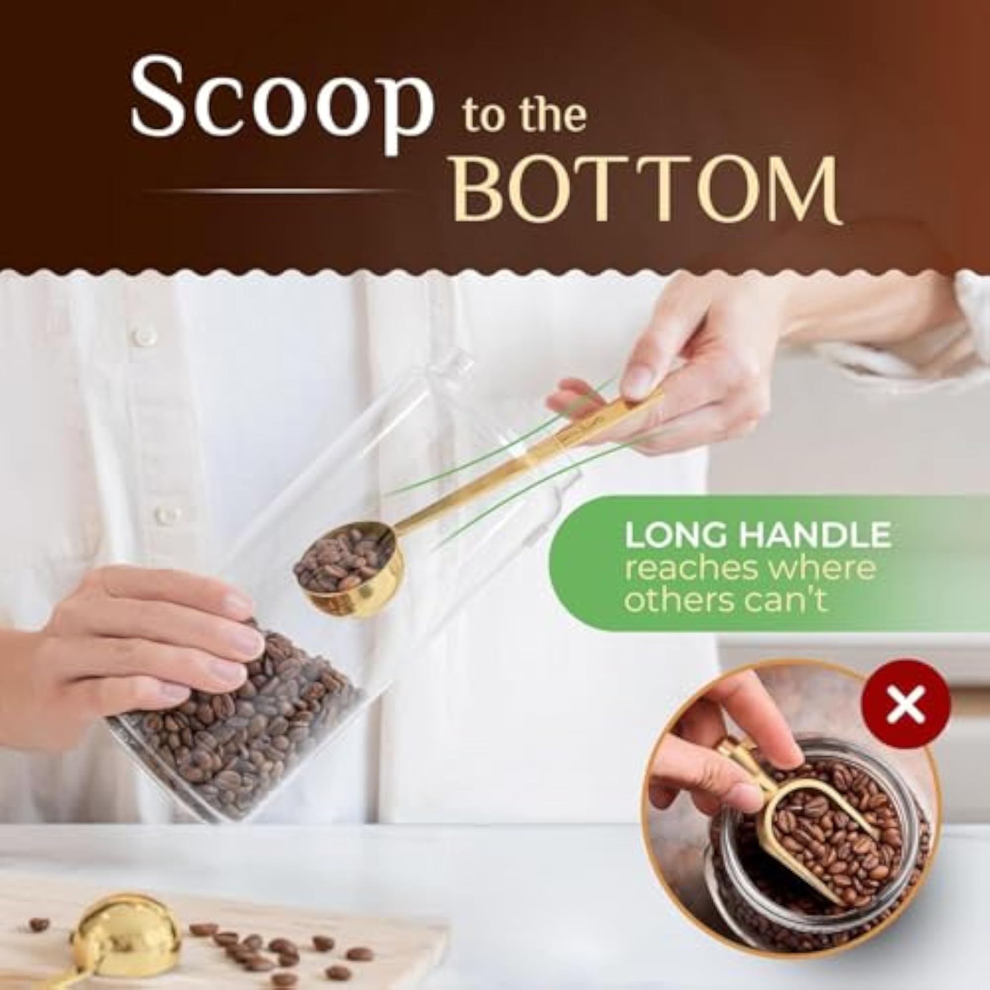 Kitchen Spoon Set, 2Pcs Coffee Bean Measuring Spoons