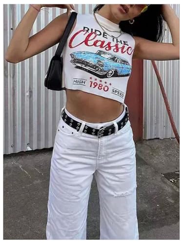 SOLY HUX Women's Graphic Tank Top Car Letter Print Sleeveless Crew Neck Summer Streetwear Crop Tops4