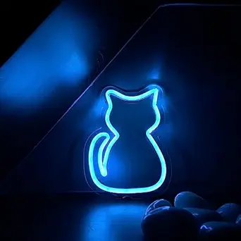 Luxury Sign India CAT 16 x 9 Inch LED Neon Signs Light LED Art Decorative Sign - For Wall Decor, Home Restaurants, Wedding Birthday Party Decor, Bar Decor, Mini Bar, Cafe