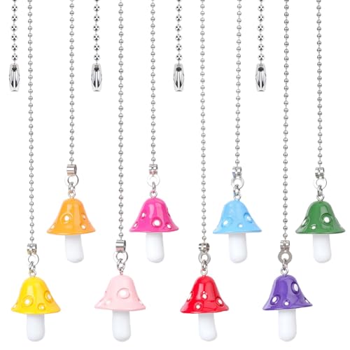 craspire Chaîne de Traction pour Ventilateur de Plafond en Forme de Champignon 8 Couleur en Métal Argenté Fer Résine Réglable Boule d'animal Mignon Perle de Remplacement Suspendue Ornement