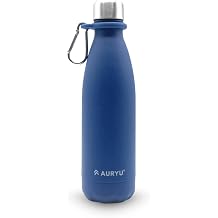 Triple-Walled Insulated Stainless Steel Water Bottle with Bonus Handle, 17oz, Drinks Cold for 24h & Hot for 12h, Leak Proof, Navy Blue