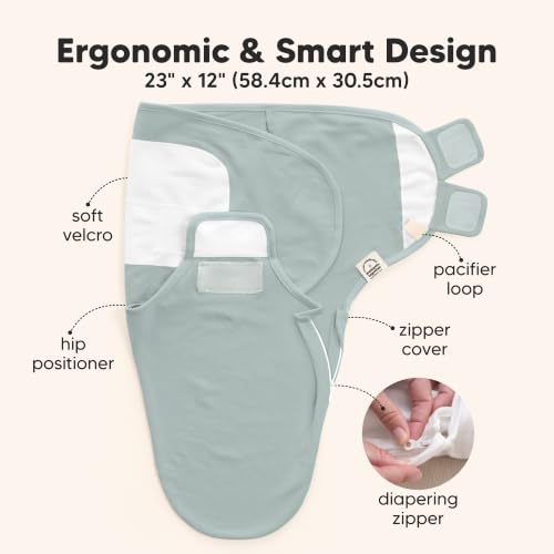 Image of KeaBabies Newborn Swaddles with Zippers - 3-Pack Baby Swaddle Sleep Sacks 0-3 Months, Infant, Baby Girls, Boys, Soft & Durable Sleep Sack Newborn, Easy Diaper Change Swaddling Blanket (Slate, OS)