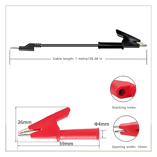 Image of 4mm Stackable Banana Plug Banana Plug to Alligator Clip Test Lead Wire Cable 3.3Ft /1M Red and Black Set for Multimeter Electrical Testing(2Pcs)