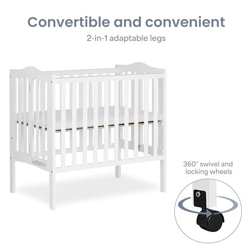 Image of Dream On Me 2-in-1 Lightweight Folding Portable Stationary Side Crib (1 Count (Pack of 1), White)