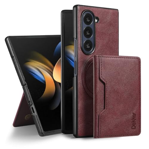Coque Samsung Galaxy Z Fold 7 en cuir premium rouge à rabat