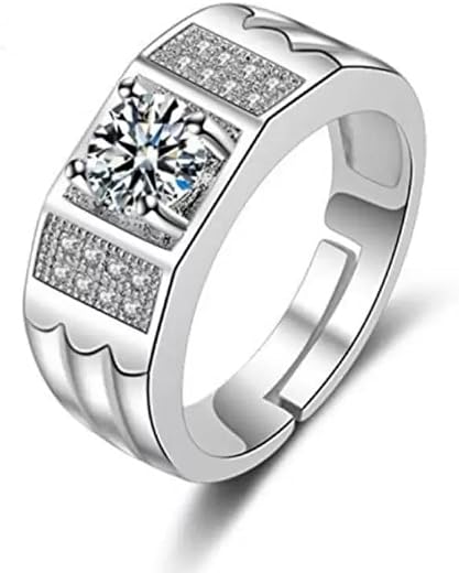 MEENAZ Ring for Men Mens couples gents Boys Boyfriend Friends American diamond AD CZ stone thumb Band Stylish proposal Adj...