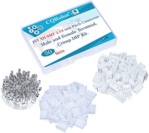 CQRobot 150 Sets / 750 Pieces JST PH 2.0 mm Pitch 2/3/4-Pin JST Connector Kit. Pin Header with 2.0 mm Pitch, JST PH 2/3/4-Pin Housing JST Adapter Cable Connector Socket Male and Female, Crimp DIP Kit.