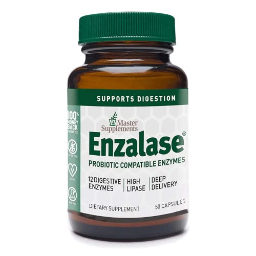 Enzalase Master Supplements 50 Capsules - Probiotic Compatible Enzymes - Provides Digestive Boost + Gas & Bloating Relief - Gluten Free - 50 Servings #TOP30