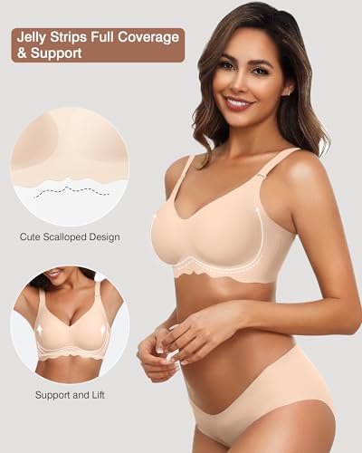 Image of Womens Wireless Jelly Bras No Underwire Support Push Up Removable Straps (U /Cross /Halter) Everyday Sports Bra