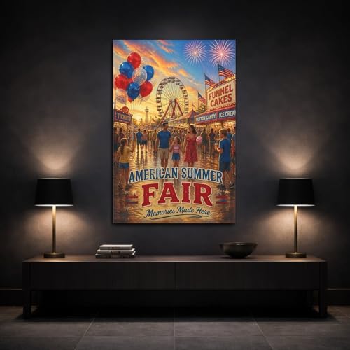 Toile vintage summer fair deco salon grand format 30x45 - 3