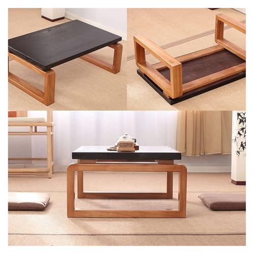 Table basse japonaise pliante rectangulaire noire 60x40x30 cm