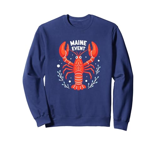 Maine Event Lobster Women Coastal Nautical Seafood Art Sweatshirt, Adult Unisex, Navy Blue, X-Large
