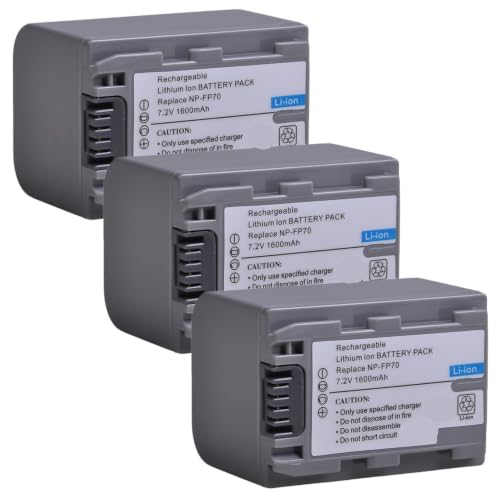 Batería NP-FP70 para solucionar falta de energía con cargador Tipo C y tres repuestos