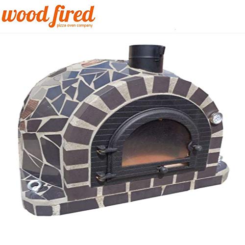 Pro-Deluxe Grey Ceramic Cast Door Wood Fired Pizza Oven, 100cm