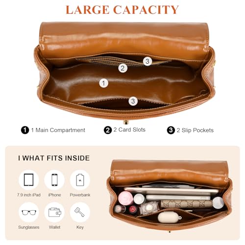 Image of Over Earth Quilted Leather Crossbody Bags for Women Chain Shoulder Purse