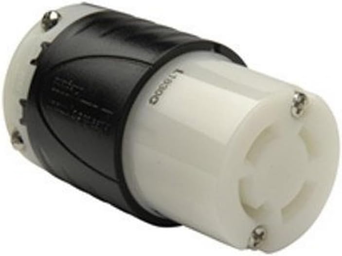Legrand Pass & Seymour L1830C Turnlok Industrial Spec Grade Locking Connector, 30 Amp 3 Phase 120/208V, NEMA L18-30R, Black/White (1 Count)