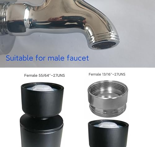 BOARNE Bico Arejador de Torneira de Cozinha e Banheiro Preto, Extensor de Torneira, Pulverizador de