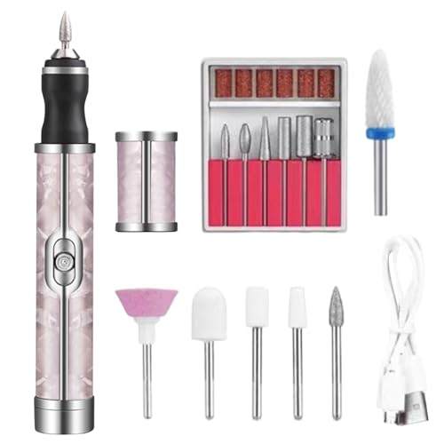 Maodom Taladro eléctrico para uñas, juego de taladro inalámbrico para uñas, profesional, accesorios de manicura recargables por USB, herramienta de pedicura para quitar esmalte de gel y uñas acrílicas