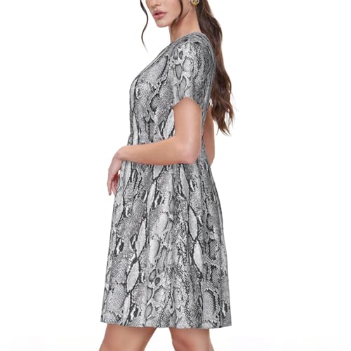 Robe décontractée serpent noir et blanc fluide et légère de fête - 2