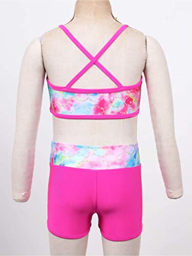 Image of Agoky Kids Girls 2PCS Sports Outfits Ballet Gym Sequins Mermaid Tank Top Shorts Set Tankini Swimwear Gymnastics Tracksuit