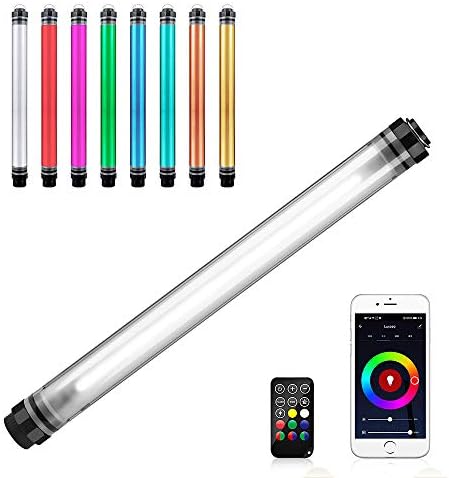 LUXCEO P7RGBPro Handheld Photography Light with APP Control 360 ° Full Color LED Video Light Wand 12 Lighting Modes,CRI≥95 IP68 Waterproof,10400mAH Rechargeable Battery 3000k 5750k RGB Colorful Stick