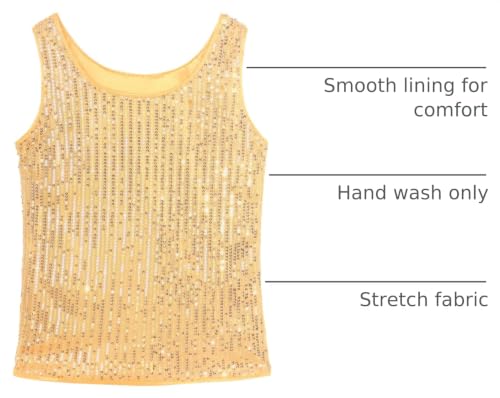 Image of Noomelfish Girls Sequin Tank Tops Sparkly Glitter Dance Sleeveless Shirt (5-12 Years)
