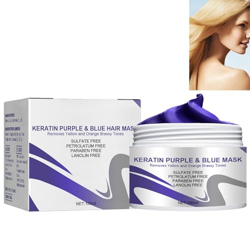 Purple Haarpflege Maske,Haarpflegemaske,Purple Instant Hair Cream Mud,Violett Temporäre Haartönung,Shiny Hair Haarmaske,Toner Hair Mask Deep Conditioner,Haarmaske für Blondes,Haarkur Silber Haar Maske